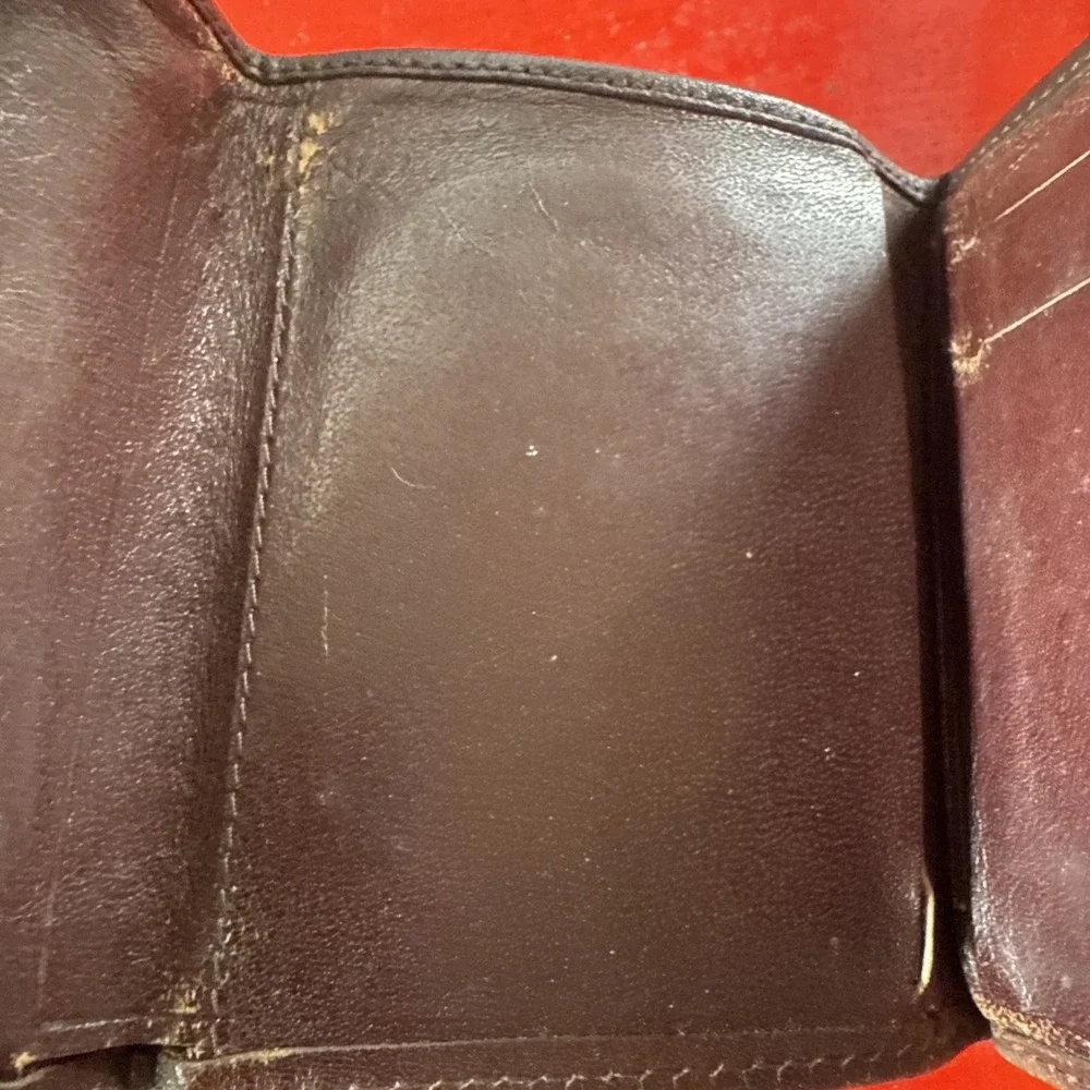 VTG Pierre Cardin DARK BROWN GENUINE LEATHER ID CARD BILL‎ HOLDER BIFOLD WALLET